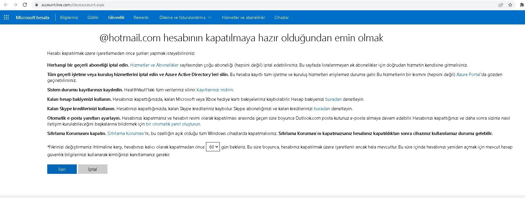 hotmail-kapatma-linki Hotmail Hesabı Kapatma