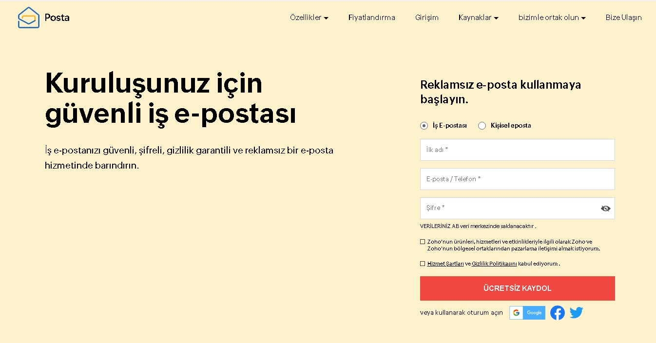 Zoho-Mail-Isletmeler-ve-Bireysel-Kullanicilar-Icin-Ucretsiz-E-posta Telefon Numarası Olmadan E-Posta Nasıl Alınır