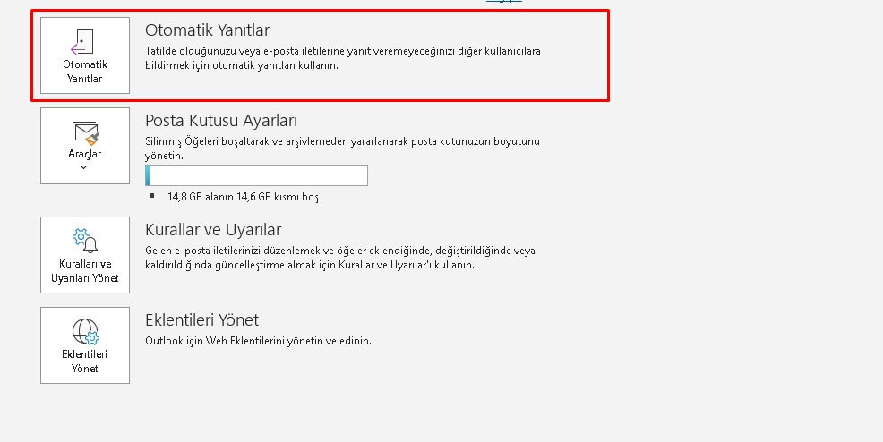 otomaik-yanitlar-nasil-acilir Outlook Otomatik Yanıt Ayarlama